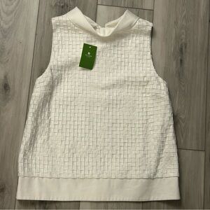 Kate Spade New York Basket Weave Blouse Top  Sleeveless White Size XS NWT $245